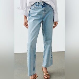Zara high rise, straight jeans